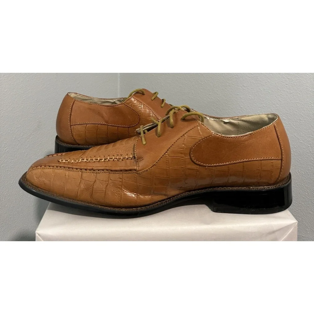 Stacy Adams 24195-08 Bicycle Square Croc Alligator Print Oxfords Mens 13 M